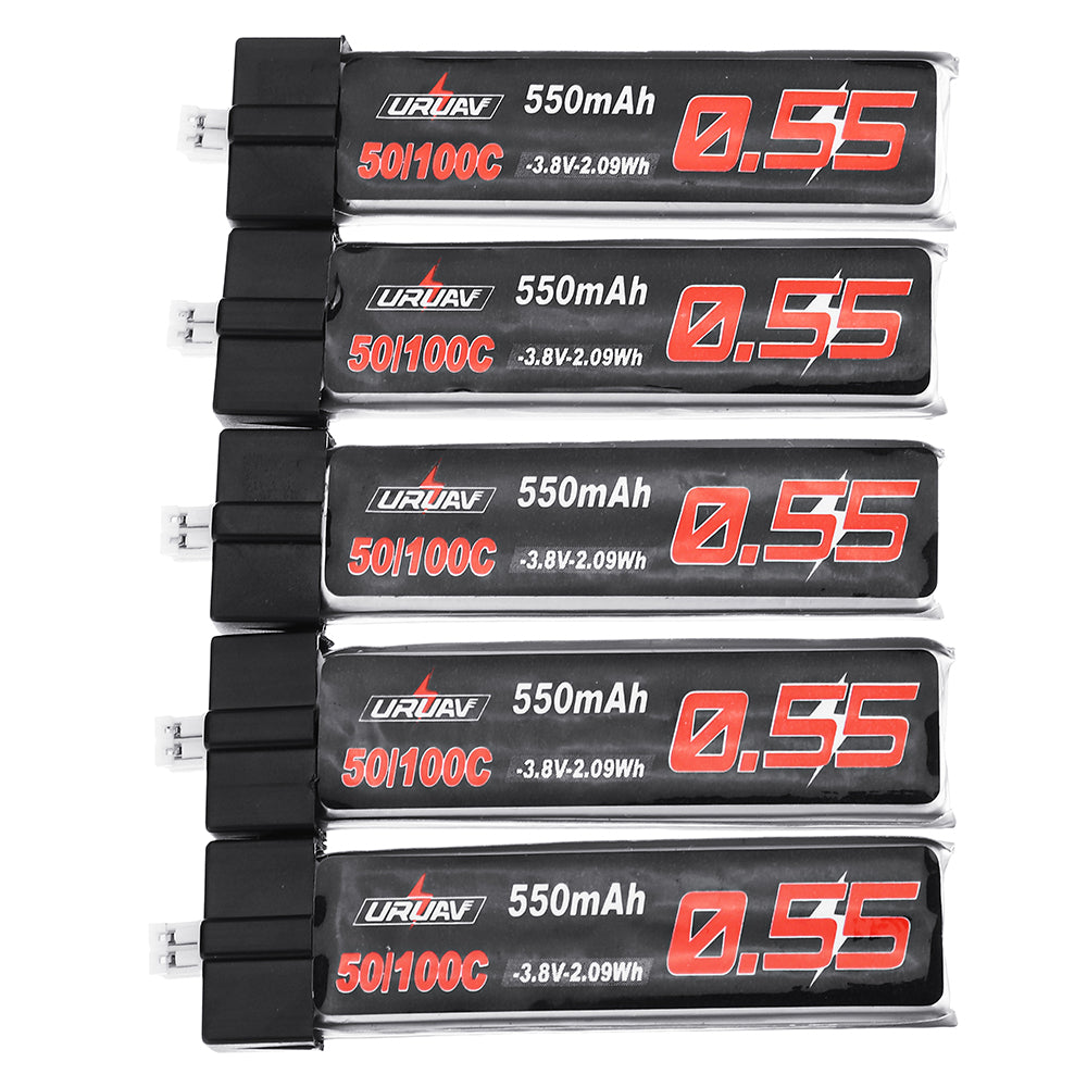 5Pcs URUAV 3.8V 550Mah 50/100C 1S HV 4.35V Lipo Battery PH2.0 Plug for Emax Tinyhawk Kingkong/LDARC TINY