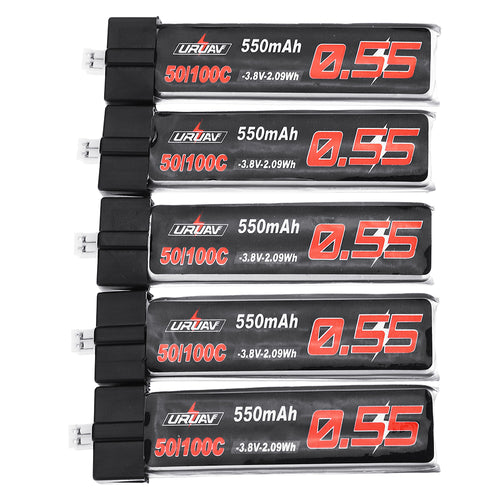 5Pcs URUAV 3.8V 550Mah 50/100C 1S HV 4.35V Lipo Battery PH2.0 Plug for Emax Tinyhawk Kingkong/LDARC TINY