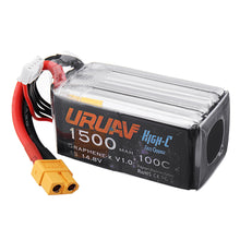 URUAV Graphene-X V1.0 4S 14.8V 1500mAh 100C Fast Charge Lipo Battery XT60 Li Battery for FPV Racing RC Drone