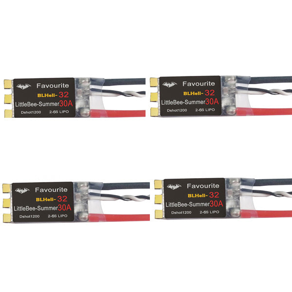 4X Favourite Littlebee FVT Summer 30A Blheli_32 2-6S DSHOT1200 Ready Brushless ESC w/ Current Limit