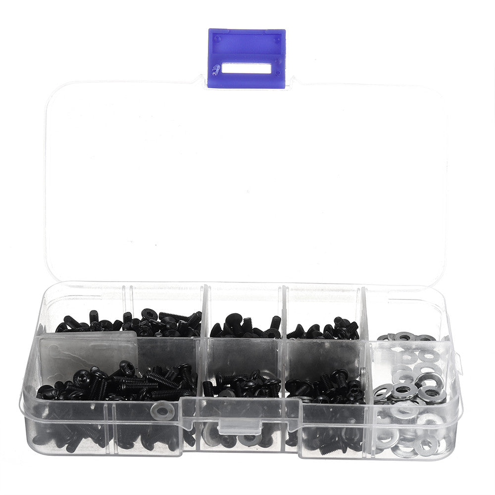 340PCS Flat Round Head Screw Container Box Repair Tool Kit for HSP 1/10 RC Car DIY Parts 
