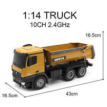 HuiNa 1573 RC Car 1/14 Trucks Metal Bulldozer Charging RTR Truck Construction Vehicle Kids Toys
