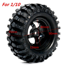 4PCS 1/10 12mm Off-road Vehicle Tyre Tires Rims Wheel Complete Remote Control Car Part