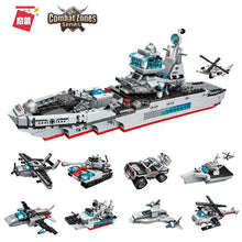 Sluban Model Building Blocks Navy Submarine Military Ship Plane Aircrafted Carrier Warship Battle Cruiser Frigate Toys