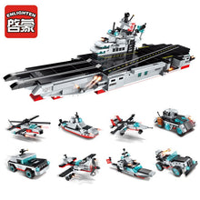 Sluban Model Building Blocks Navy Submarine Military Ship Plane Aircrafted Carrier Warship Battle Cruiser Frigate Toys