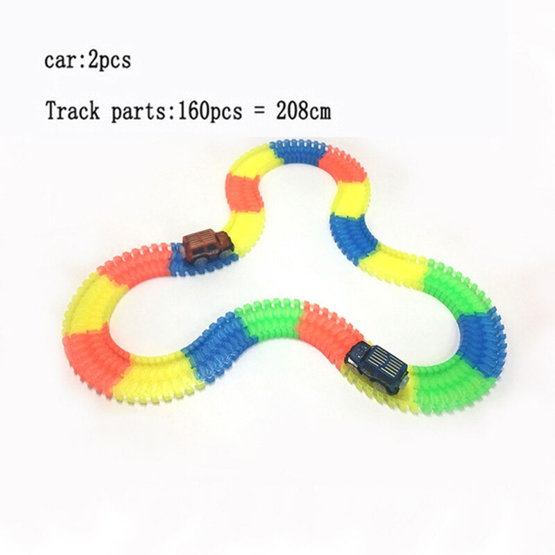 Racing Bend Rail Track Led Electronic Flash Light Car DIY Toy Kids Gift Railway Magical Glowing Flexible Track Car Toys Children