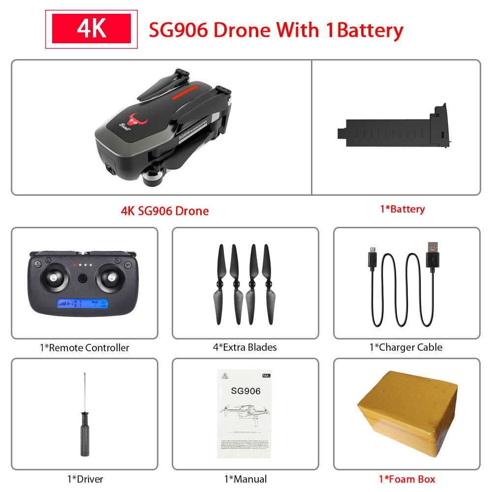 SG906 Pro GPS Drone with Wifi FPV 4K HD Camera Two-axis anti-shake Self-stabilizing Gimbal Brushless Quadcopter Vs Sjrc F11 Pro