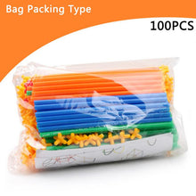 100Pcs 4D DIY Plastic Toys Straw Inserted Construction Building Blocks Kits Assembly Toys Blocks Bricks Christmas Gift for kids