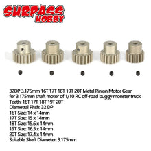 SURPASS HOBBY 5Pcs 32DP 3.175mm 12T 13T 14T 15T 16T 17T 18T 19T 20T Metal Pinion Motor Gear Set for 1/10 RC Car Truck
