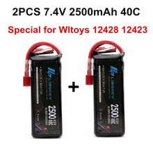 Limskey Power Upgrade to 7.4V 5000MAH (2pcs*2500mah 7.4V ) 40C 2S lipo battery T plug for Wltoys 12428 12423 RC Car Parts