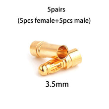 10pcs Amass 2.0mm 3.0mm 3.5mm 4.0mm 5.5mm Gold Bullet Banana Connector 6.0mm 8.0mm plug for RC Battery 5pairs