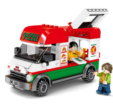 City compatible Ambulance Bricks Pizza car Sanitation Vehicle Truck assembled Building Blocks kits kids toy Children gift