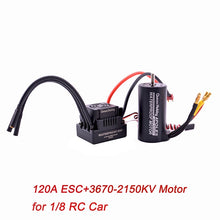Waterproof 3650 3900KV / 3660 3300KV / 3670 2150KV Brushless Motor 60A 80A 120A Brushless ESC Combo Set for 1/8 1/10 RC Car