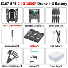 S167 GPS Drone With Camera 5G RC Quadcopter Drone 4K WIFI FPV Foldable Off-Point Flying Gesture Photos Video Helicopter Toy