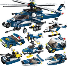 381 Pcs 8-in-1 Assembly Military Helicopter Bombing Plane Building Block Army Weapon Soldier Model Bricks Kit Toys For Children