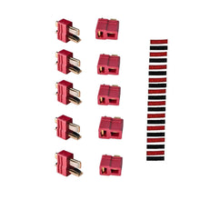 2/5/10 Pairs Red Black Ultra T-Plug Connectors Deans Style Male and Female with heat Shrink Tubing For RC charger LiPo Battery