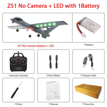 RC Airplane Plane Z51 with 2MP HD Camera or No Camera 20 Minutes Fligt Time Gliders With LED Hand Throwing Wingspan Foam Plane