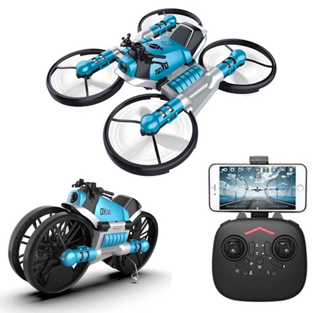 2 in 1 Deformation RC Folding Motorcycle 2.4G WIFI Remote Control Motor Bike Folding 4 Axis 0.3MP WiFi camera Drone