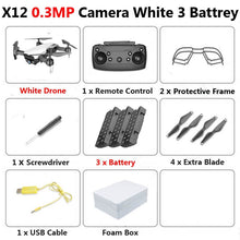 X12 WiFi FPV Mini Foldable Drone Camera 0.3MP 2MP HD Optical Flow Aerial Video Profissional RC Quadcopter Helicopter Toys SG106