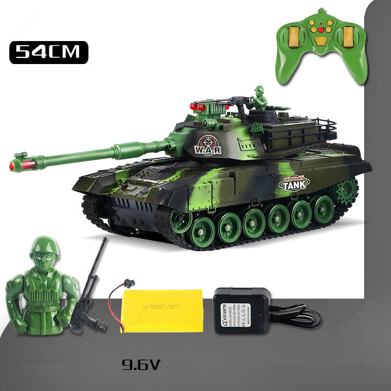 54CM Super Large Track Rolling Remote Control Tank Can Launch Combat turret 360° Rotating analog Sound Simulation Bombing 2.4GHZ