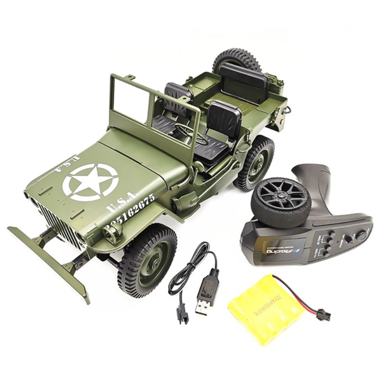 1:10 RC Car Q65 C606 2.4G 4WD Convertible Remote Control Off-Road Military Climbing Car Toy Kid Gift Light Jeep Four-Wheel Drive