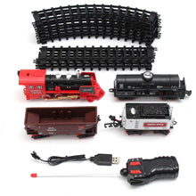 Electric Rechargeable Steam Smoke Train Model Truck Car Track Toy Remote Suit