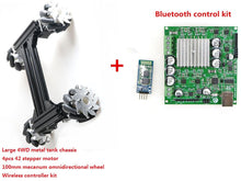 100mm Mecanum Omni Wheel High Power Metal RC Robot Tank Chassis Kit + Wireless Controller 4pcs 42-Stepper Motor DIY For Arduino