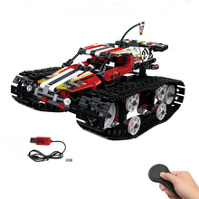 MoFun-13023 410pcs DIY Electric RC Car 2.4G 4CH USB Charging Building Block Simulated Tracked High Speed Cars Toys For Children