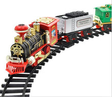 Classic electric steam smoke remote control track train rechargeable with light simulation train sound independent assembly