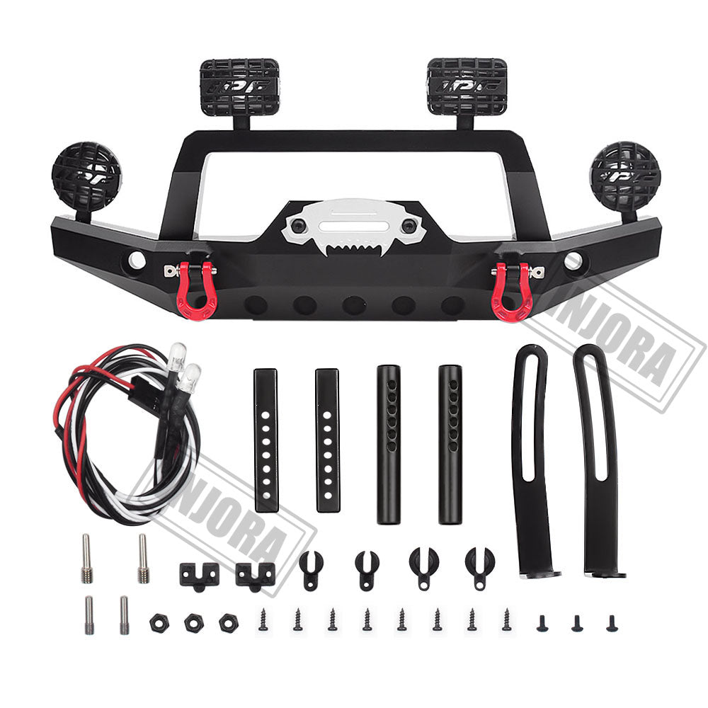 INJORA TRX-4 Metal Front Bumper with Led Light for 1/10 RC Crawler Traxxas TRX4 Sport 82024-4 Parts