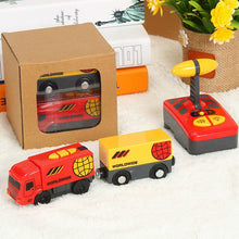 Electric RC Train Set Remote Control Toys Connected with Wooden Railway Car Tracks Birhtday Christmas Gift for Children
