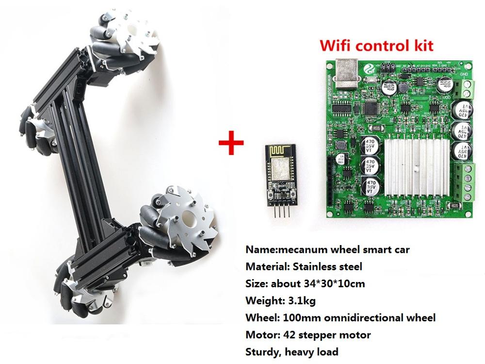 100mm Mecanum Omni Wheel High Power Metal RC Robot Tank Chassis Kit + Wireless Controller 4pcs 42-Stepper Motor DIY For Arduino