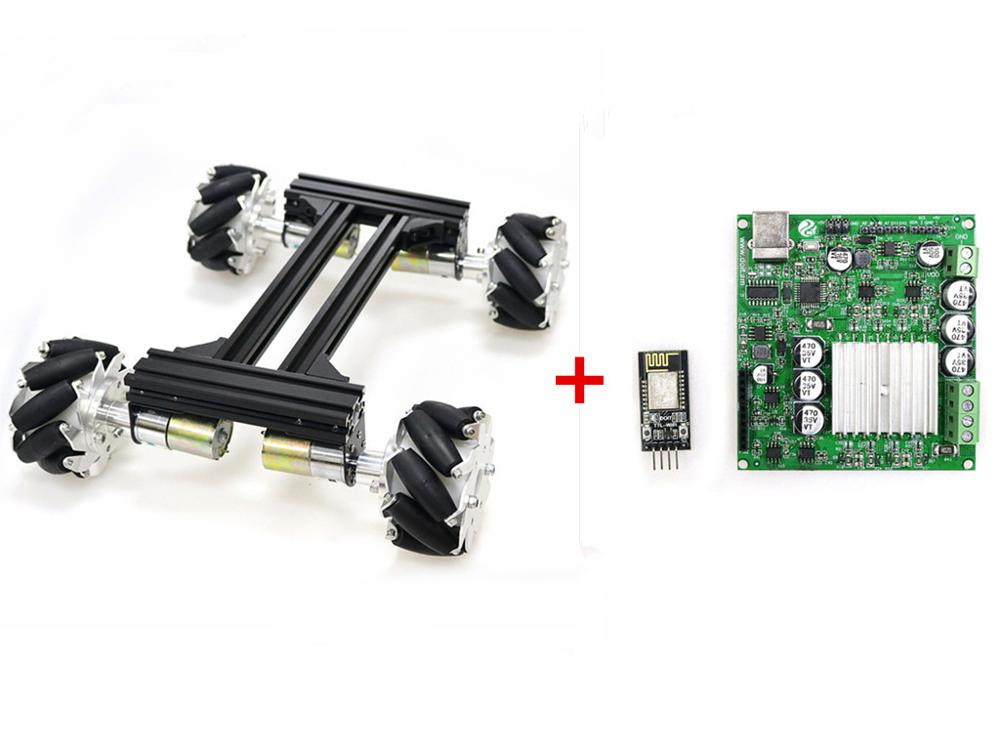 High Power 4WD Metal Smart RC Tank Car Chassis+ Wireless WiFi/Bluetooth/Handle Controller Kit 100mm Omni Wheel DIY For Arduino