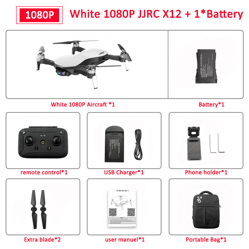 JJRC X12 Anti-shake 3 Axis Gimble GPS Drone with WiFi FPV 1080P 4K HD Camera Brushless Motor Foldable Quadcopter Vs H117s Zino