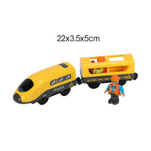 Remote Control RC Electric Small Train Toys Set Connected with Wooden Railway Track Interesting Present for Children