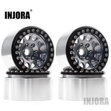 INJORA 4Pcs Aluminum Alloy 1.9 Beadlock Wheels Rims for 1/10 RC Crawler Axial SCX10 SCX10 II 90046 Traxxas TRX4 D90