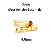 10pcs Amass 2.0mm 3.0mm 3.5mm 4.0mm 5.5mm Gold Bullet Banana Connector 6.0mm 8.0mm plug for RC Battery 5pairs