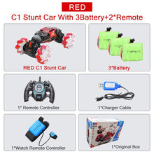 4WD RC Stunt Car Watch Control Gesture Induction Deformable Electric RC Drift Car Transformer Car Toys for Kids with LED Light