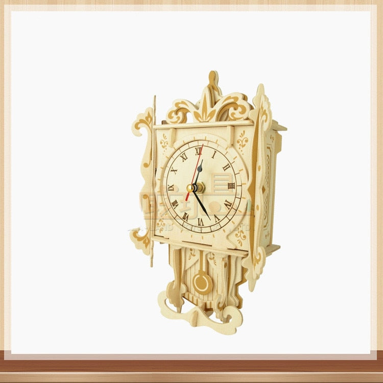 3D Smooth Wooden Clock Blocks for Children Kids Educational Toys DIY Assembly Model Clock Kit Toys Gift for Children Adult Teens