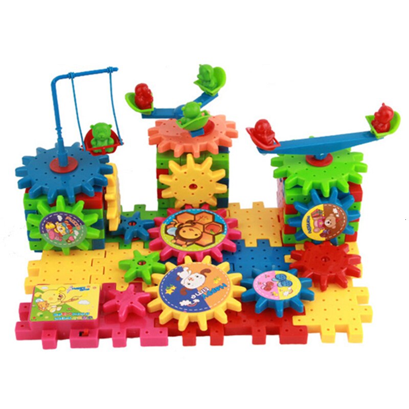 81Pcs/Set Electric Assembly Building Blocks Jigsaw Educational Toys For Children 3D Gears Model Building Kit Plastic Brick Gifts
