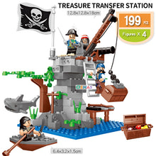Caribbean Pirate compatible LegoED Building Bricks Blocks kits kids assemble toys Treasure transfer station castle Children gift