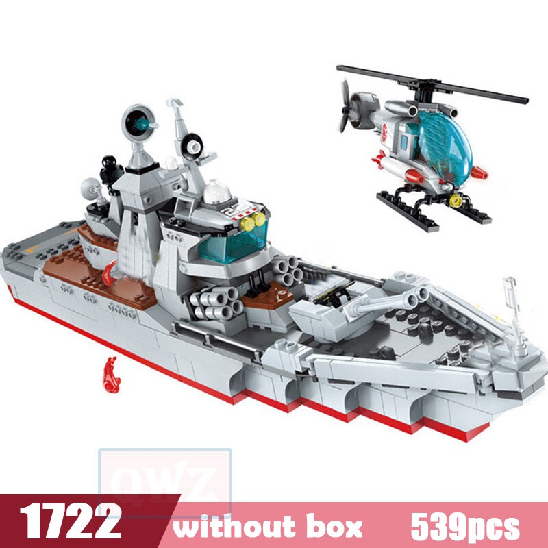 Building Blocks Navy Battleship Military Battle Destroyer Attack Ship Boy Girl Legoinges Toy Christmas Gift