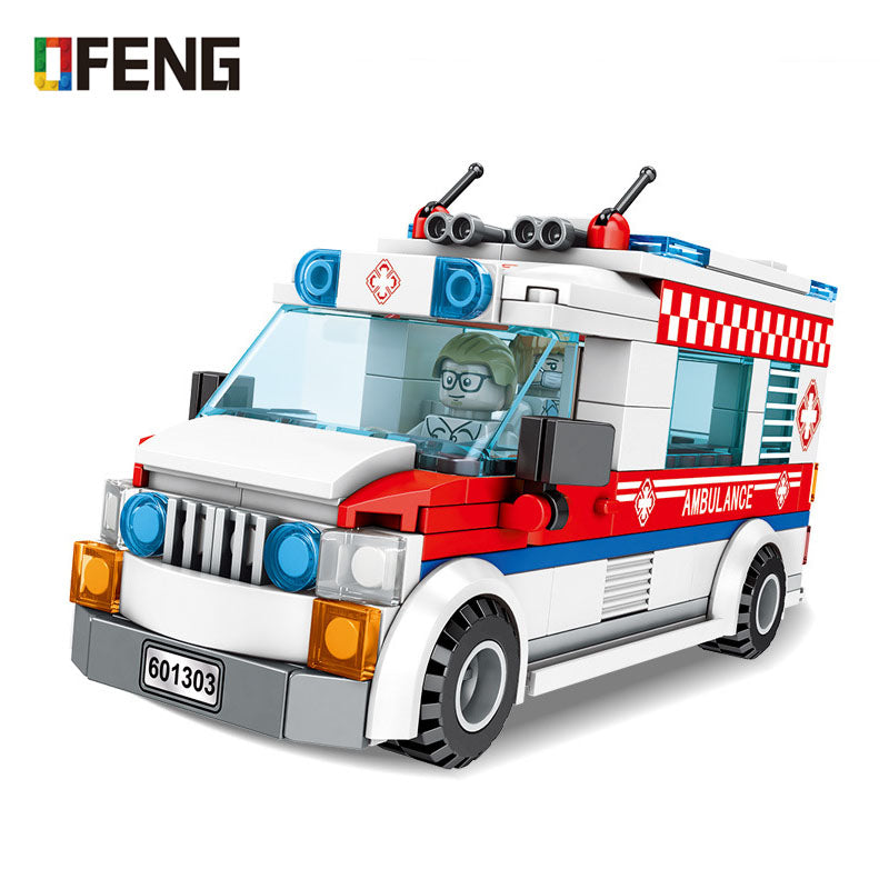 City compatible Ambulance Bricks Pizza car Sanitation Vehicle Truck assembled Building Blocks kits kids toy Children gift