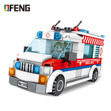 City compatible Ambulance Bricks Pizza car Sanitation Vehicle Truck assembled Building Blocks kits kids toy Children gift