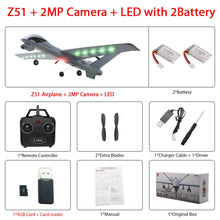 RC Airplane Plane Z51 with 2MP HD Camera or No Camera 20 Minutes Fligt Time Gliders With LED Hand Throwing Wingspan Foam Plane