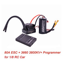 Waterproof 3650 3900KV / 3660 3300KV / 3670 2150KV Brushless Motor 60A 80A 120A Brushless ESC Combo Set for 1/8 1/10 RC Car