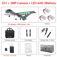 RC Airplane Plane Z51 with 2MP HD Camera or No Camera 20 Minutes Fligt Time Gliders With LED Hand Throwing Wingspan Foam Plane