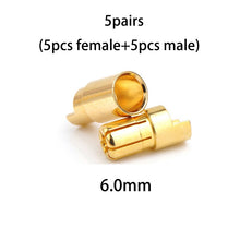 10pcs Amass 2.0mm 3.0mm 3.5mm 4.0mm 5.5mm Gold Bullet Banana Connector 6.0mm 8.0mm plug for RC Battery 5pairs