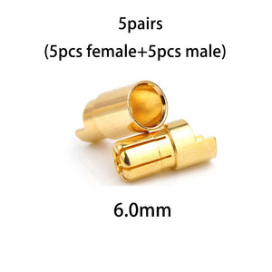 10pcs Amass 2.0mm 3.0mm 3.5mm 4.0mm 5.5mm Gold Bullet Banana Connector 6.0mm 8.0mm plug for RC Battery 5pairs