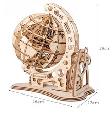 DIY Gear Drive Wooden Globe Assembly Puzzle Mechanical tellurian Model Kit Children Adult Gift Educational Toy Building Blocks